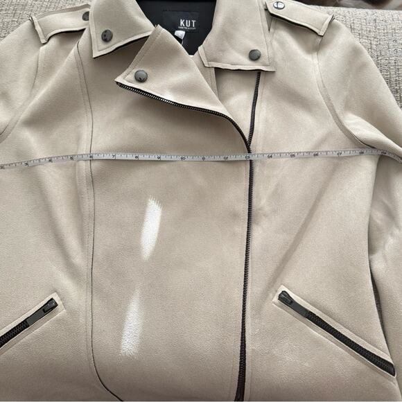 NWT Kut From The Kloth Moto Jacket Faux Suede Womens Sz M Haddie Irish Cream - Picture 11 of 11